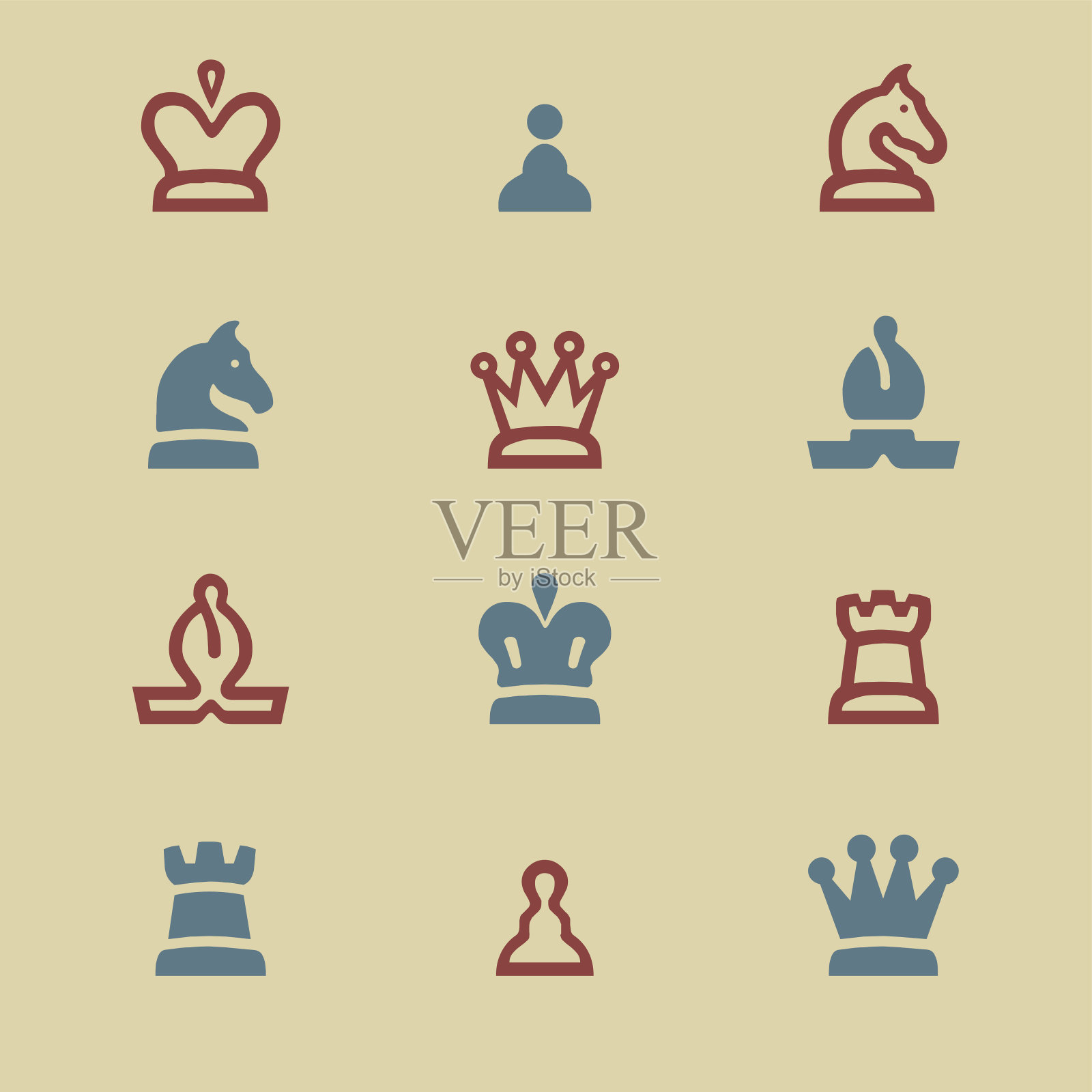 国际象棋色彩和谐插画图片素材