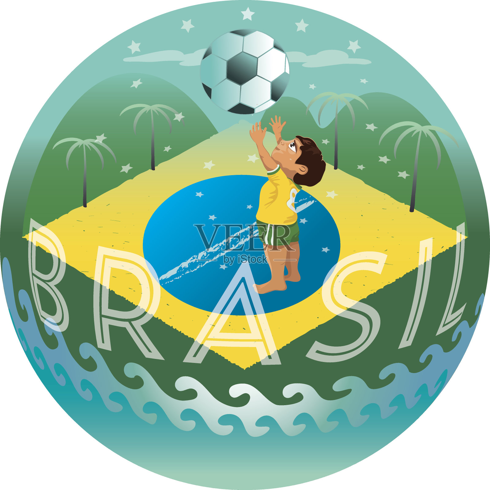 在足球上的男孩设计元素图片