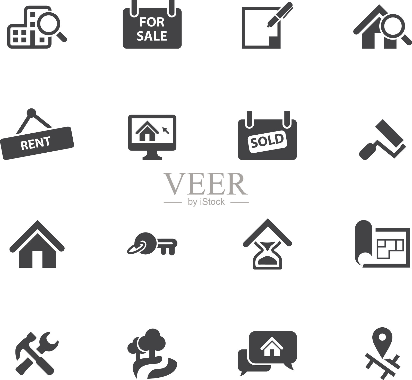 房地产剪影图标集图标素材