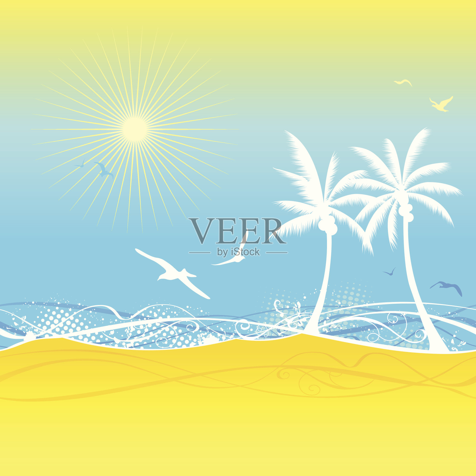 夏天无缝纹理插画图片素材