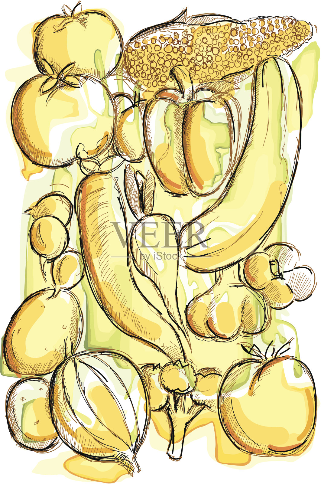 素食水彩画插画图片素材