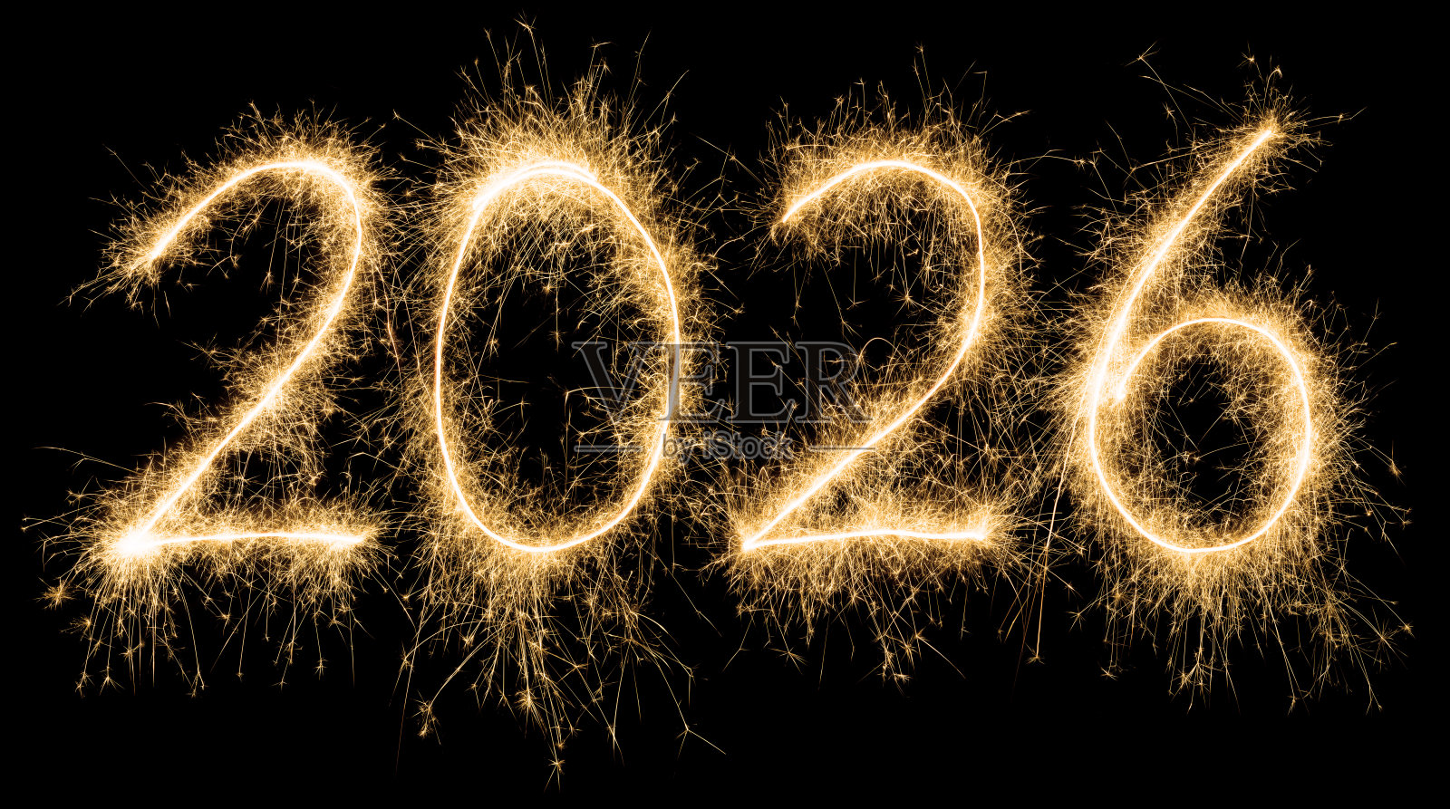 闪闪发光的金色新年2026照片摄影图片