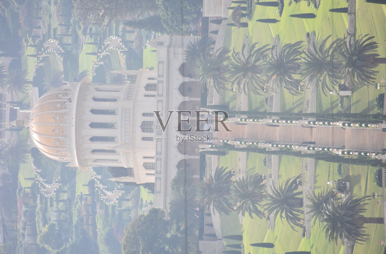 巴海神庙和以色列海法的景色照片摄影图片