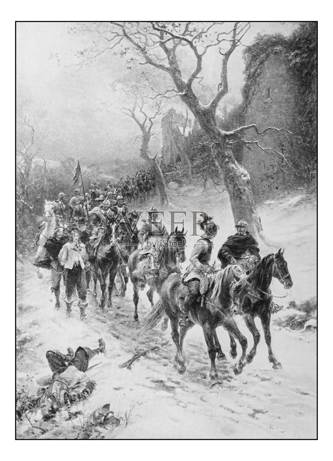 古董画照片:归来的士兵插画图片素材