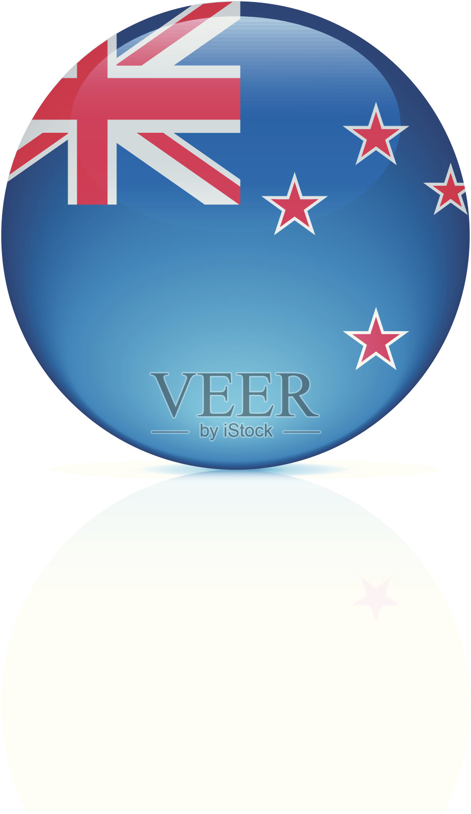 光滑的新西兰国旗按钮插画图片素材