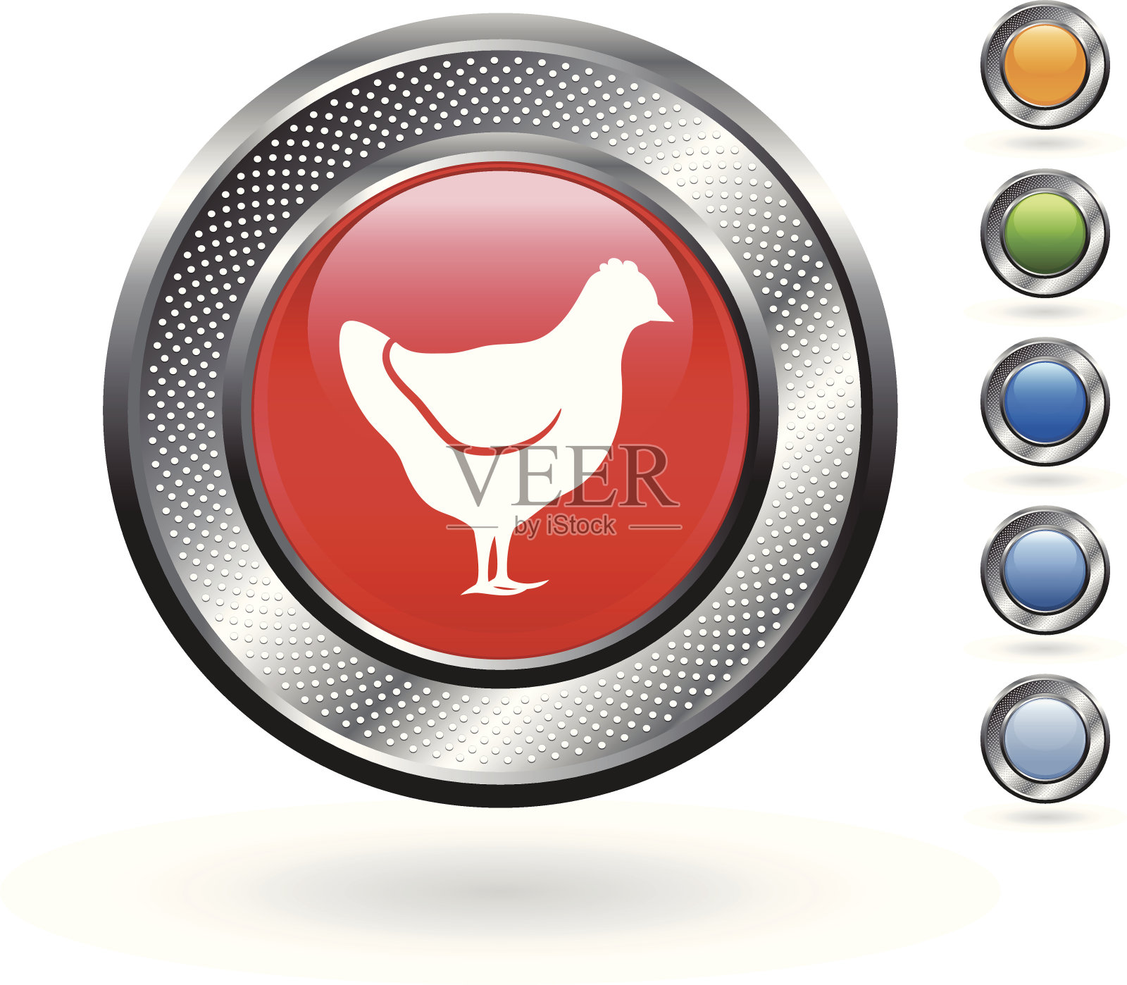 鸡版权免费矢量艺术上的金属按钮设计元素图片