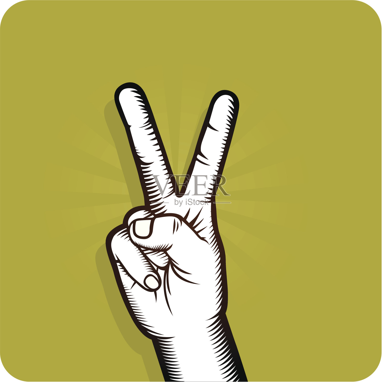 胜利-和平手复古的标志插画图片素材