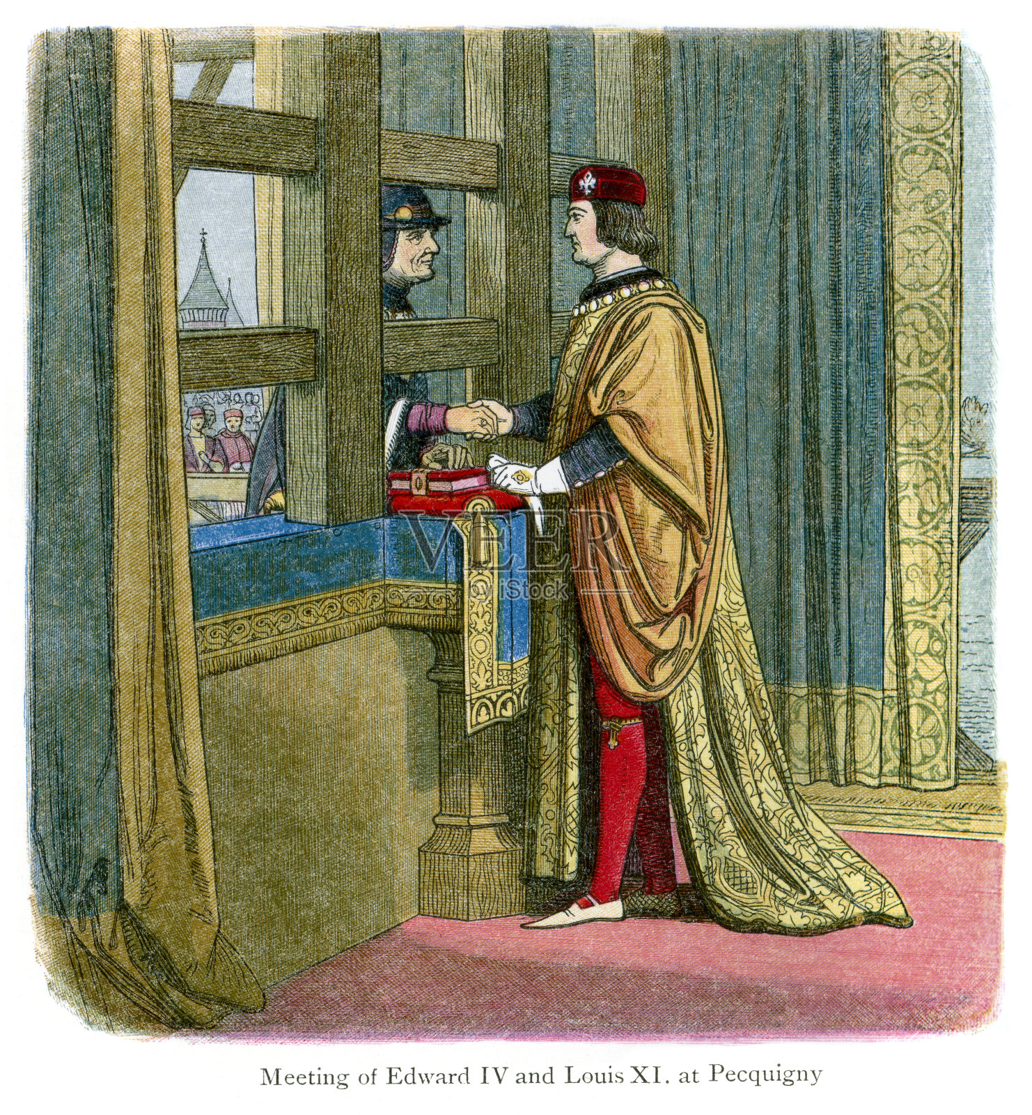 爱德华四世和法国国王路易十一世插画图片素材