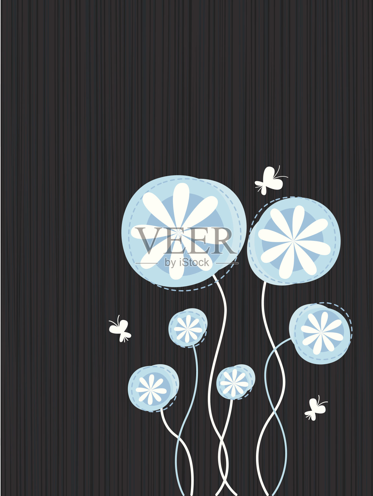 自然背景与花和蝴蝶插图插画图片素材