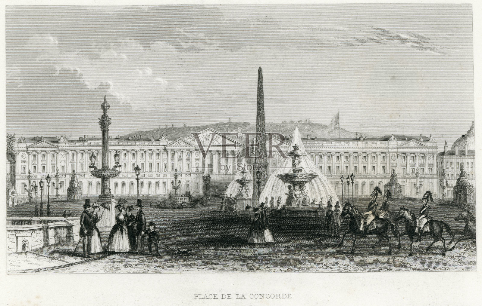 法国巴黎协和广场插画图片素材