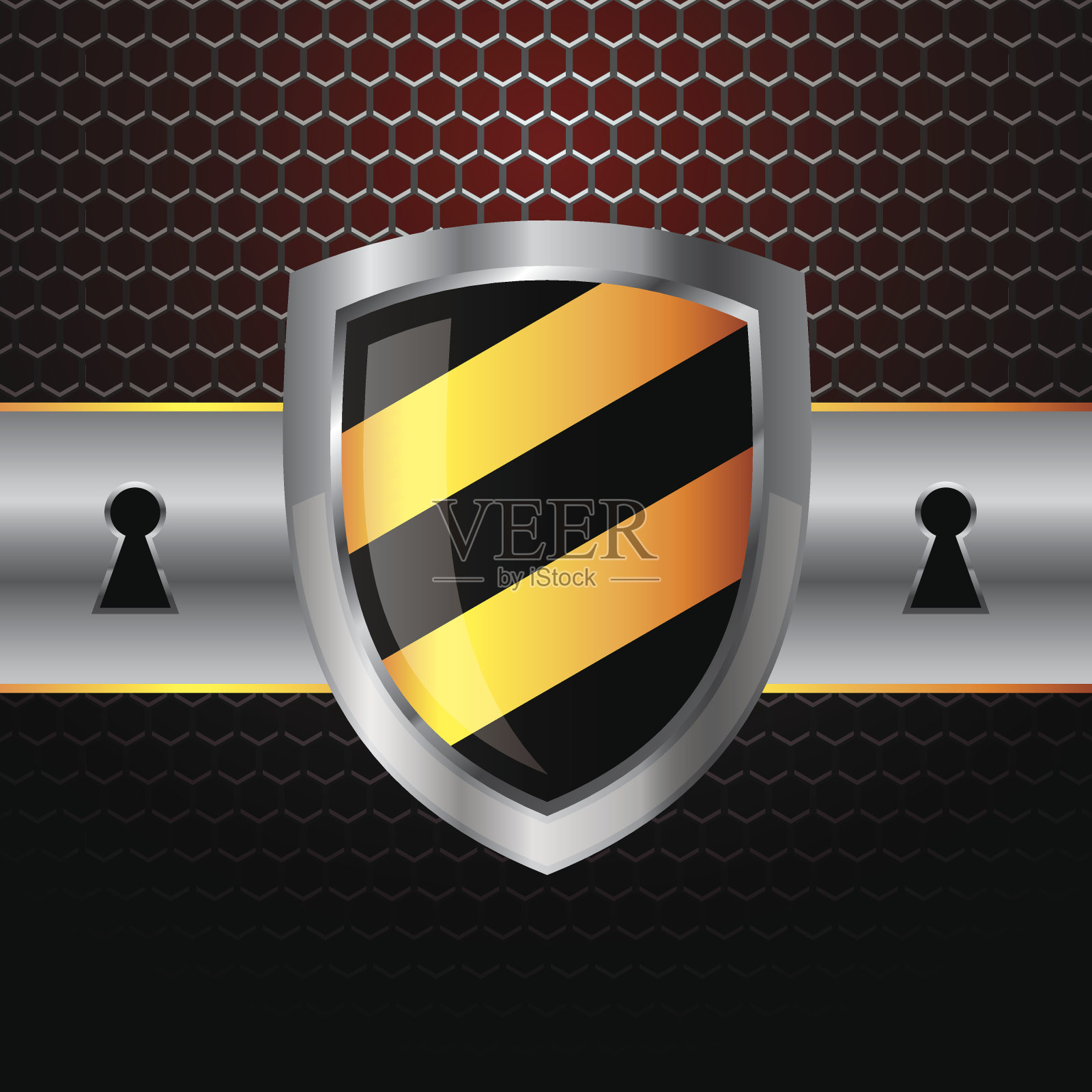 带护盾的旗帜插画图片素材