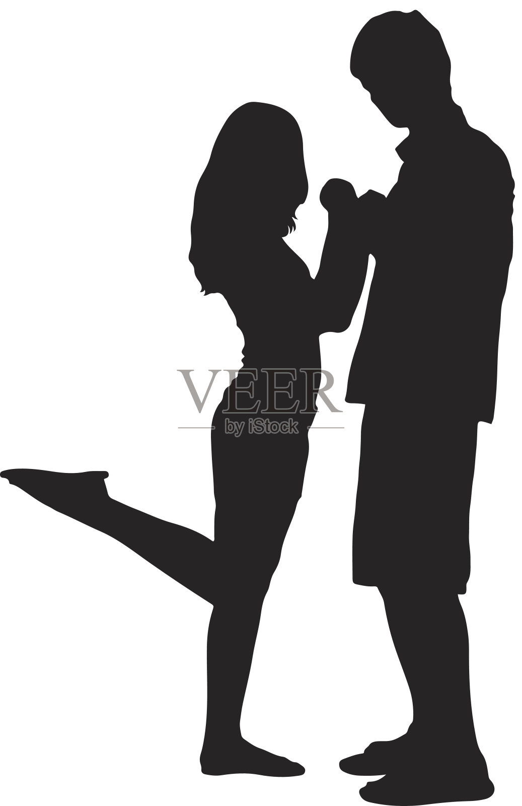 情侣的剪影设计元素图片