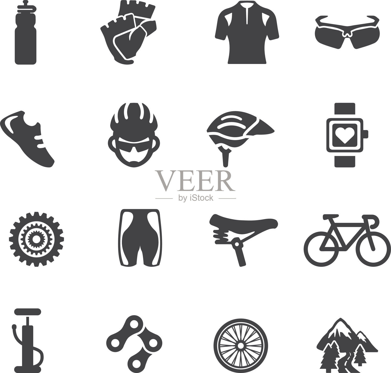 自行车剪影图标| EPS10图标素材