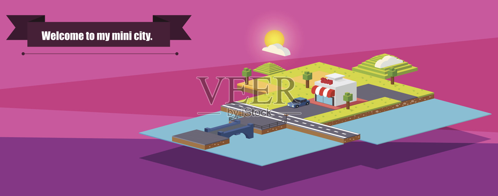 迷你城市插画图片素材