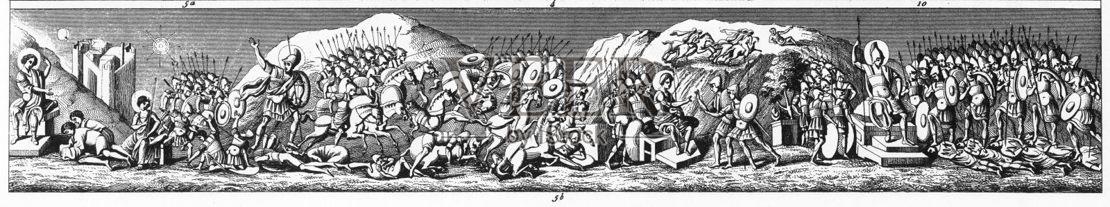 古罗马战争场景雕刻插画图片素材