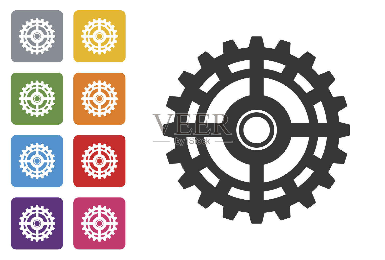 彩色按钮上的齿轮图标02图标素材