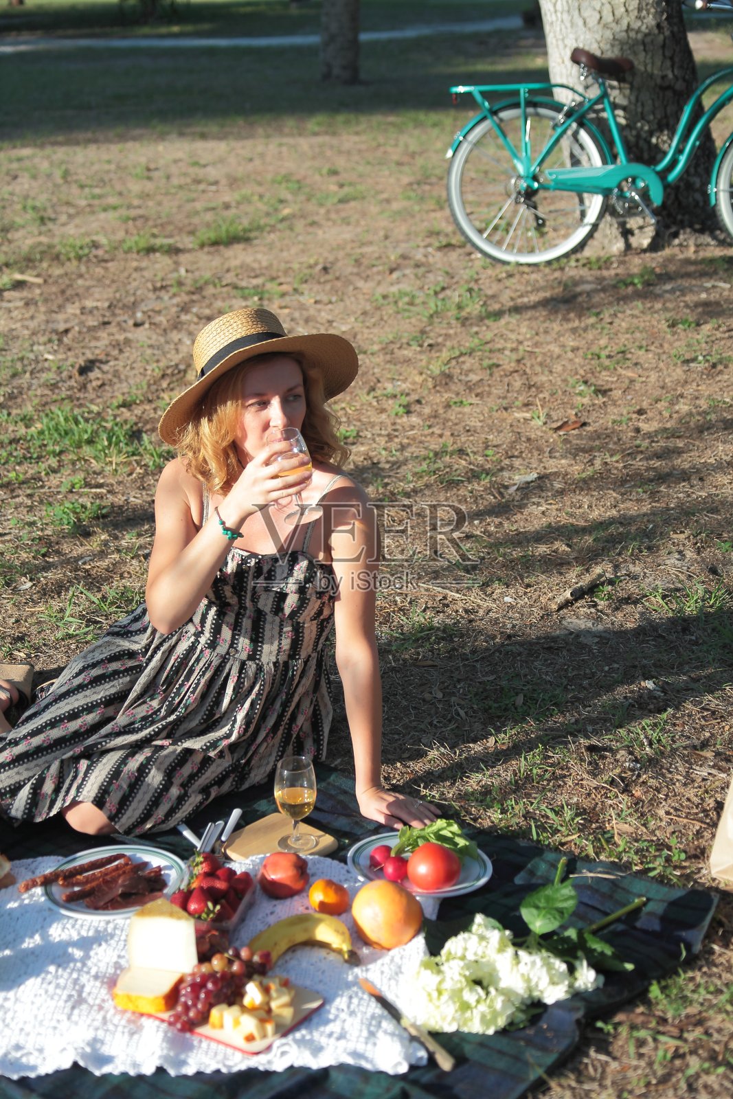 在公园野餐。照片摄影图片