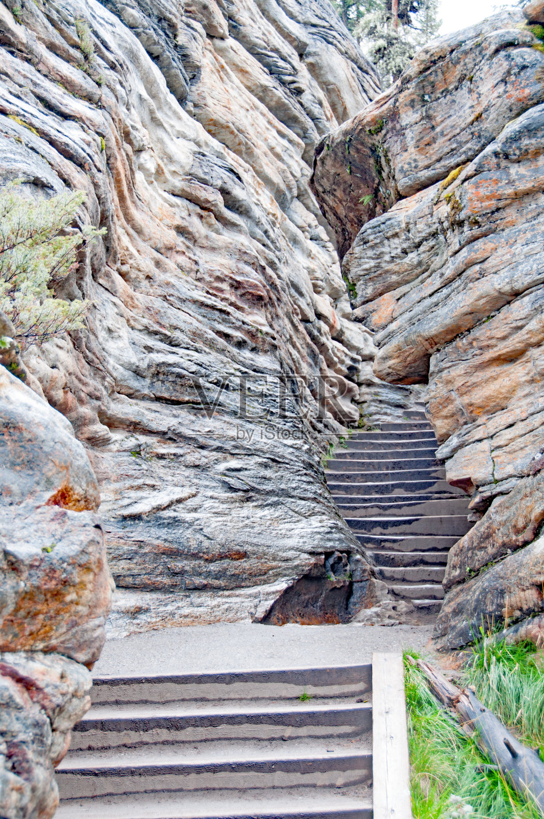 阿萨巴斯卡瀑布峡谷和台阶，贾斯珀国家公园照片摄影图片