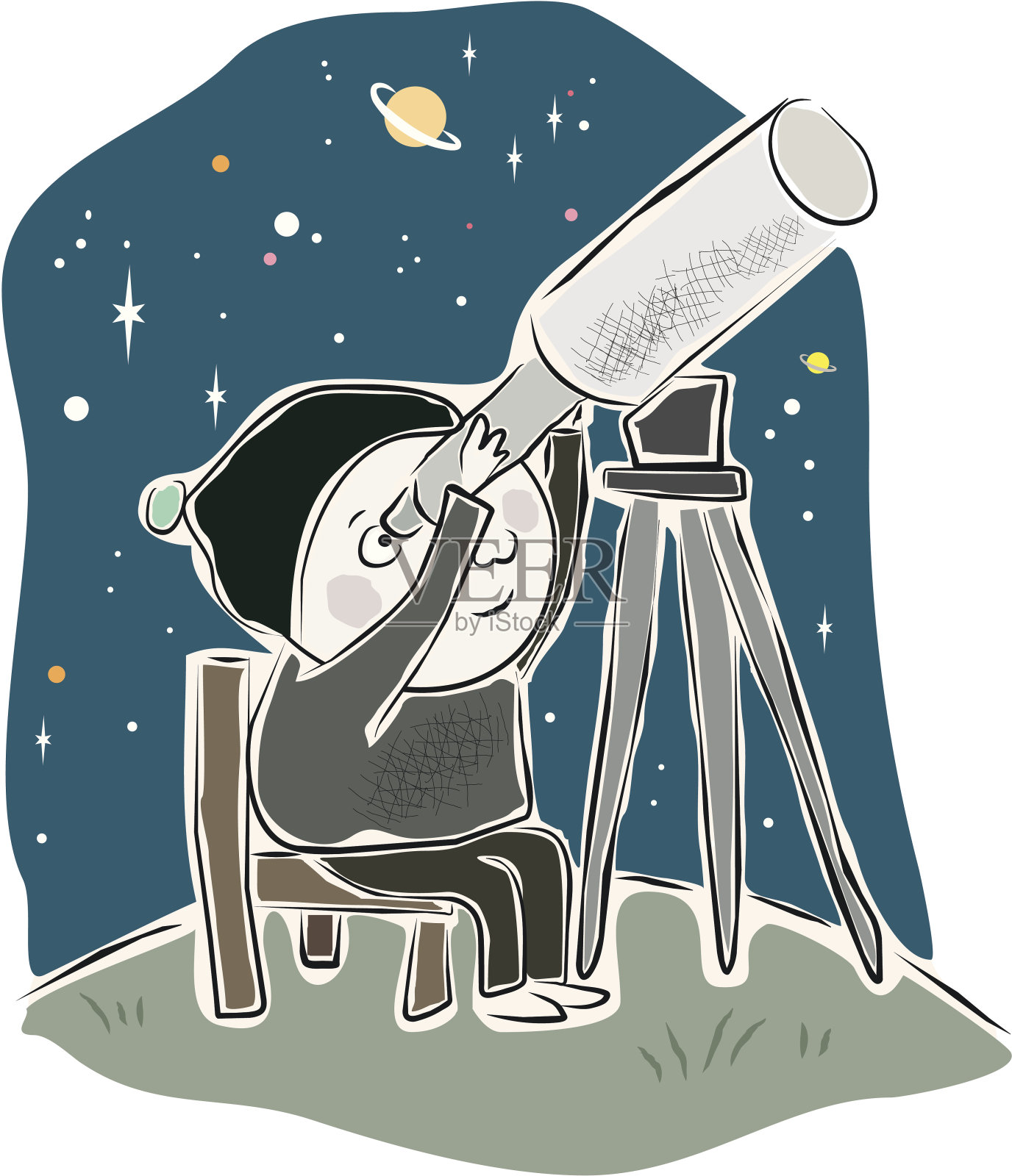 外面有一个宇宙插画图片素材