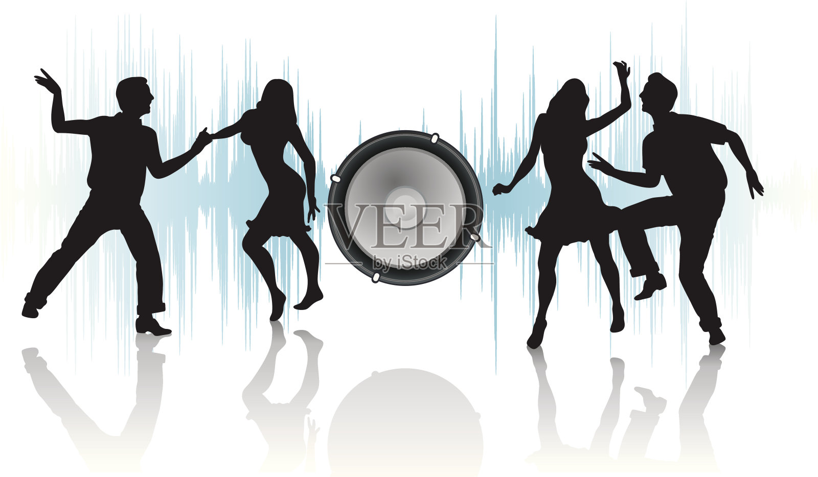 演讲者和舞伴的剪影插画图片素材