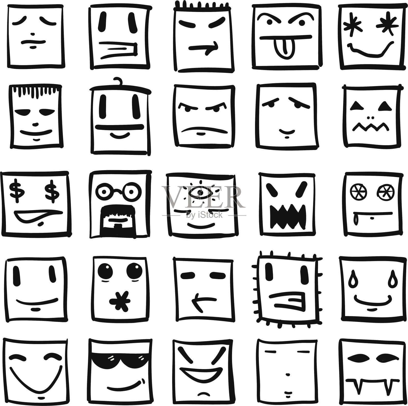 向量方头与表达式插画图片素材