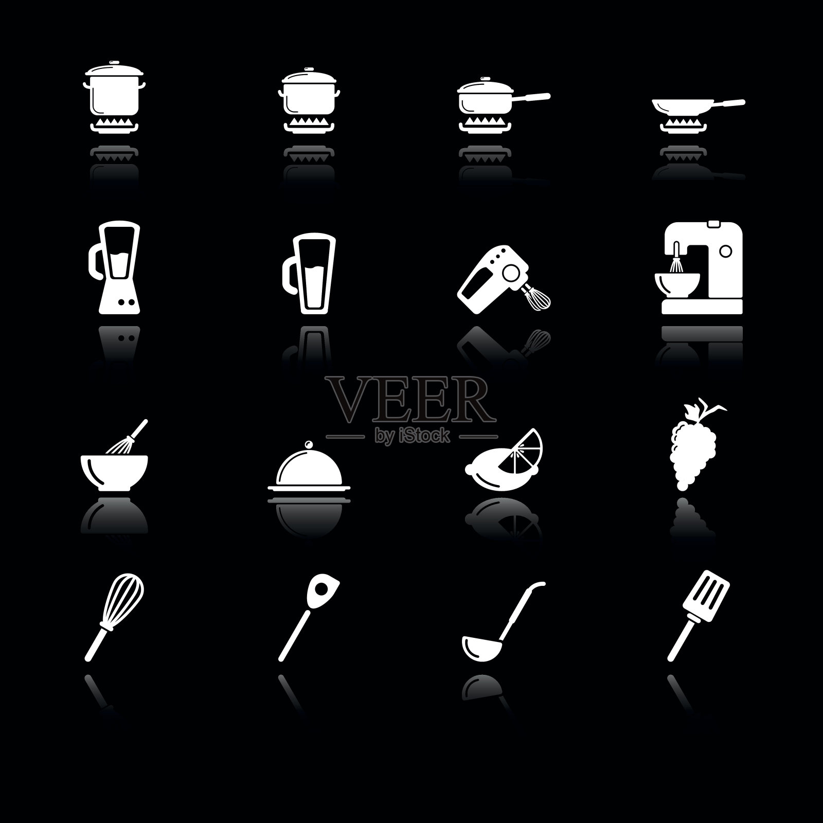 烹饪和厨房工具|简单的白色图标素材