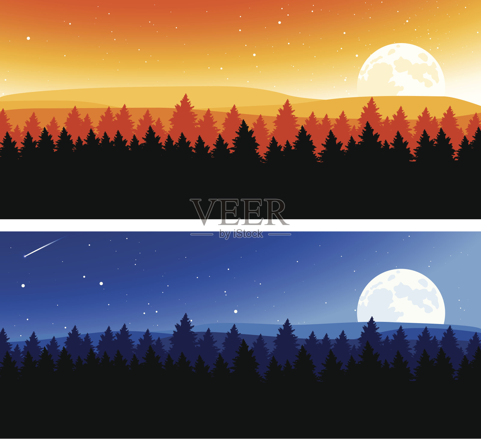 白天和黑夜背景插画图片素材