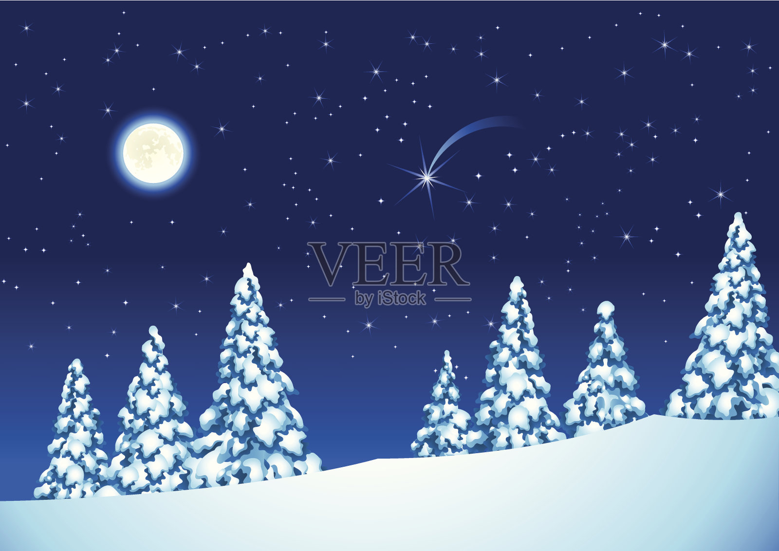 圣诞节的晚上插画图片素材