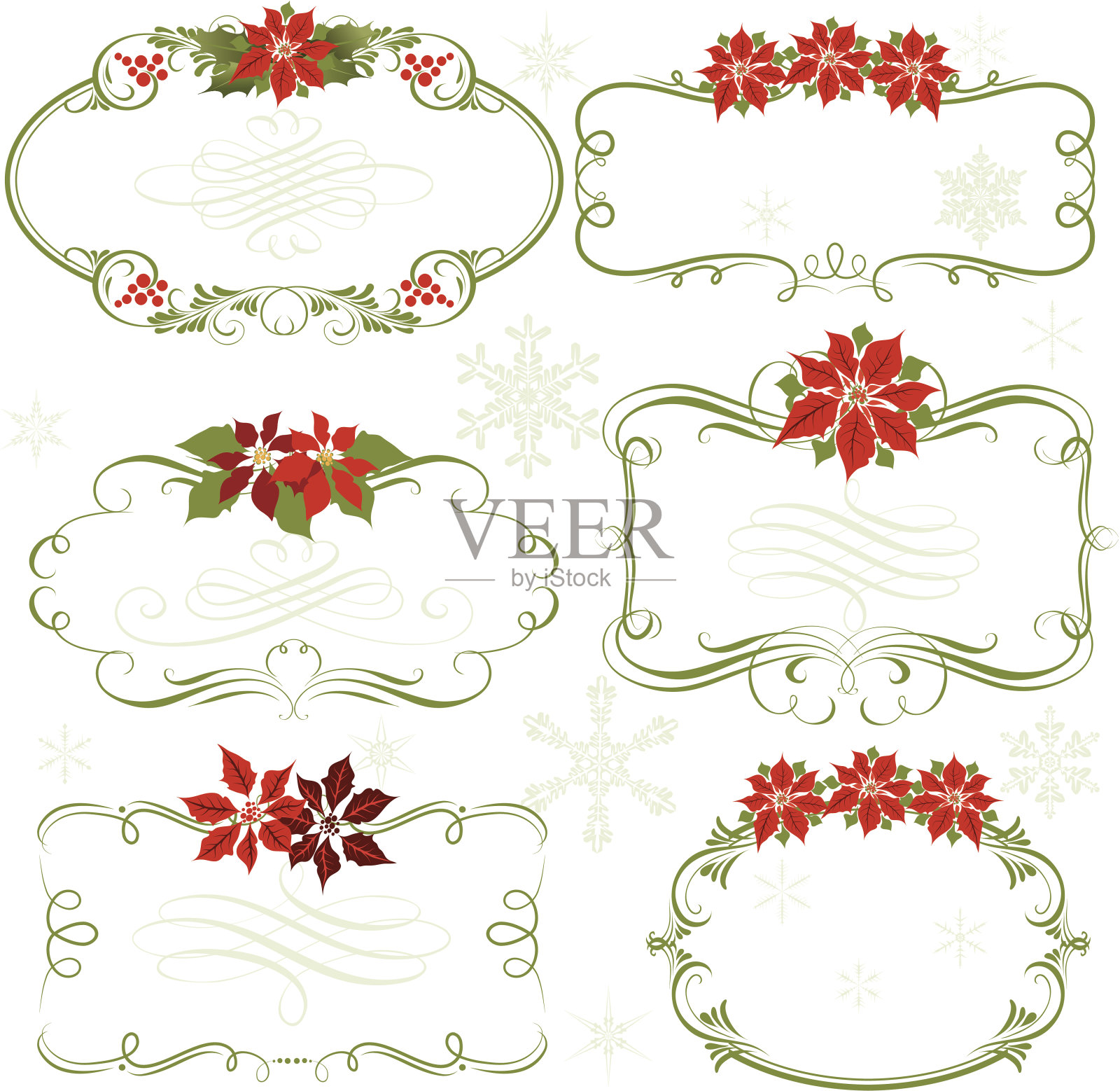 一品红帧插画图片素材