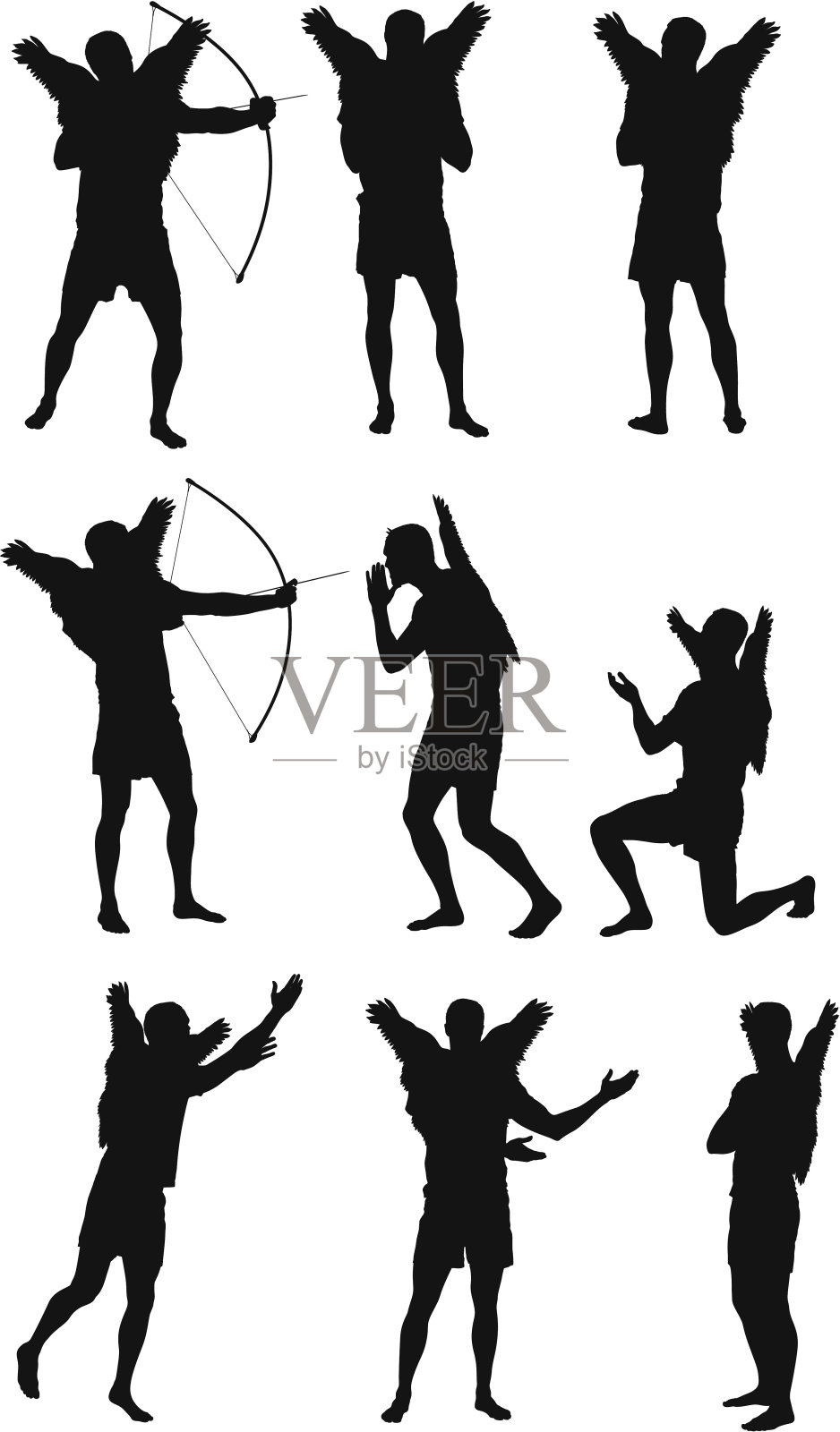 成年丘比特与天使插画图片素材