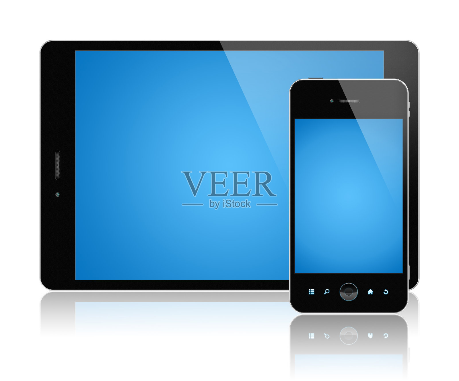 (剪切路径!数字平板电脑和智能手机隔离照片摄影图片