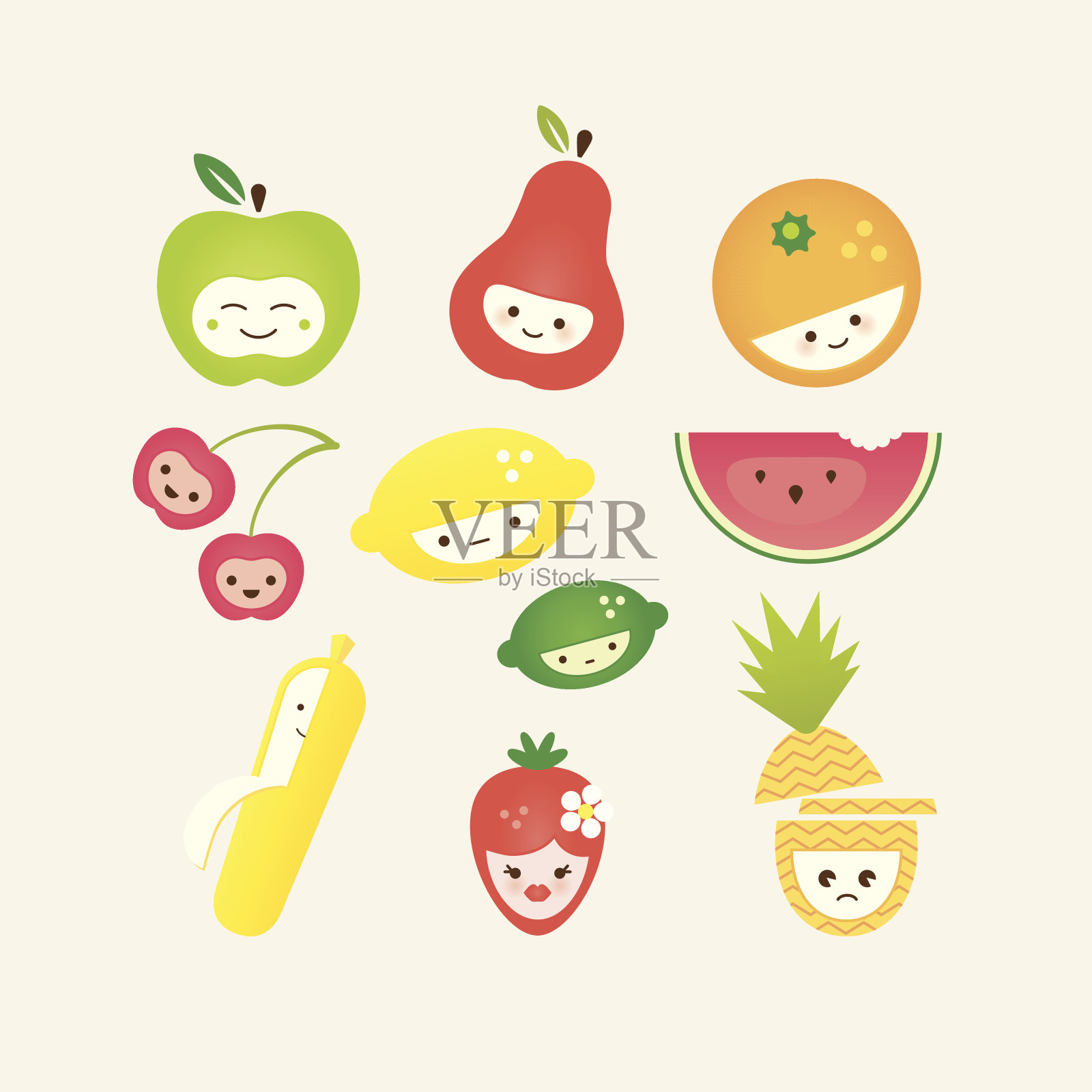 可爱的水果插画图片素材