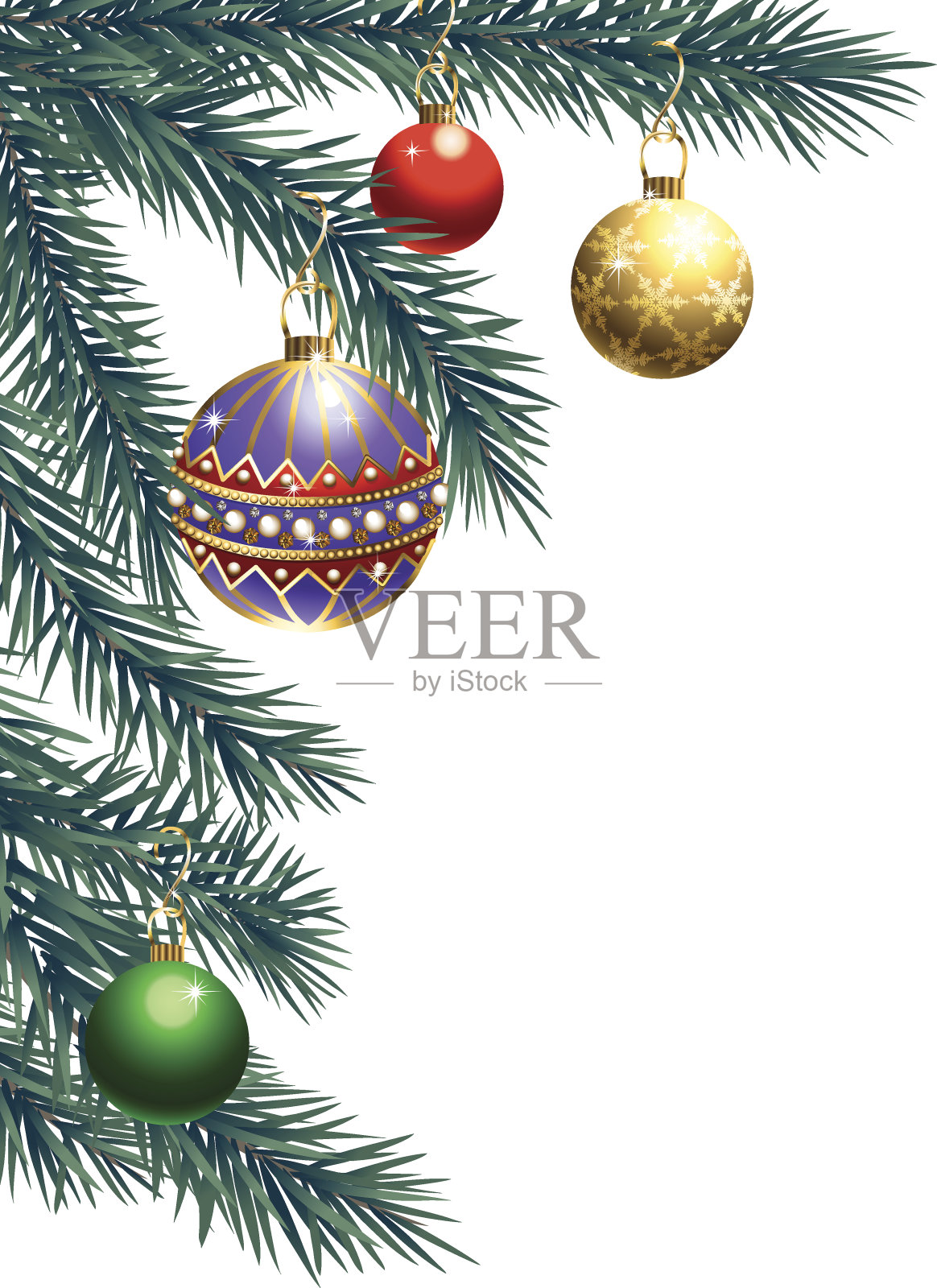 圣诞树树枝插画图片素材