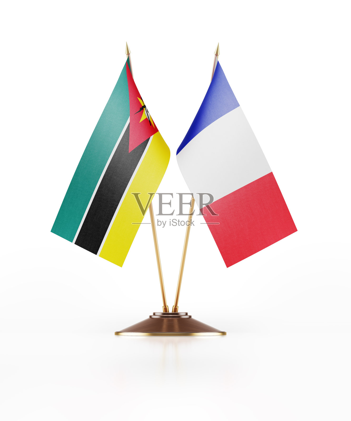 法国和莫桑比克的微型旗帜照片摄影图片