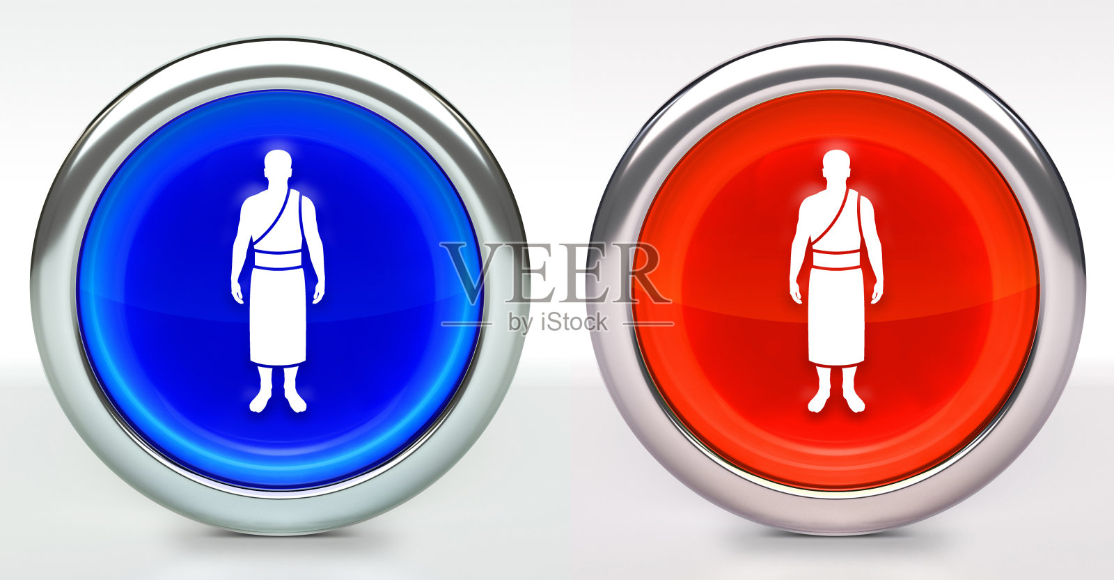 僧侣图标按钮与金属边缘照片摄影图片