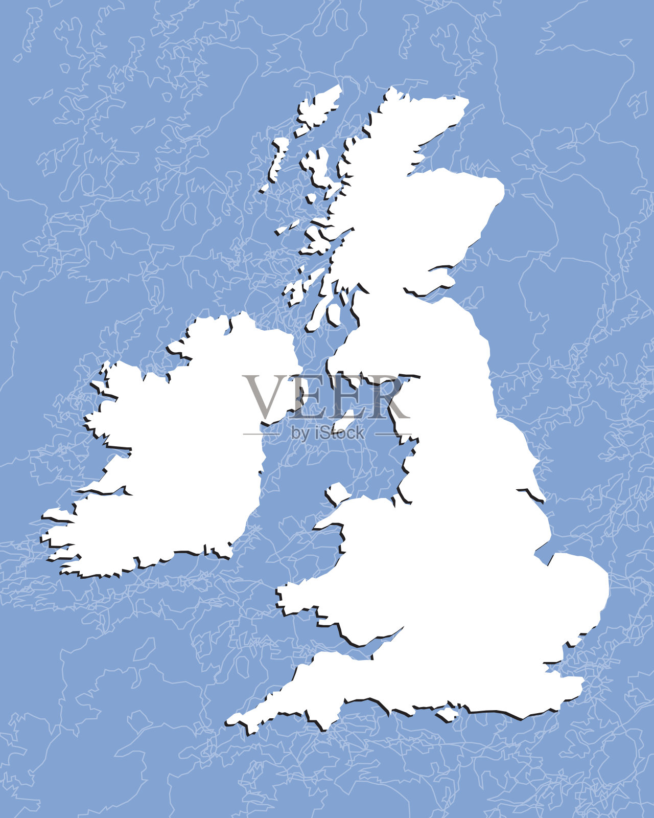 英国和爱尔兰地图插画图片素材