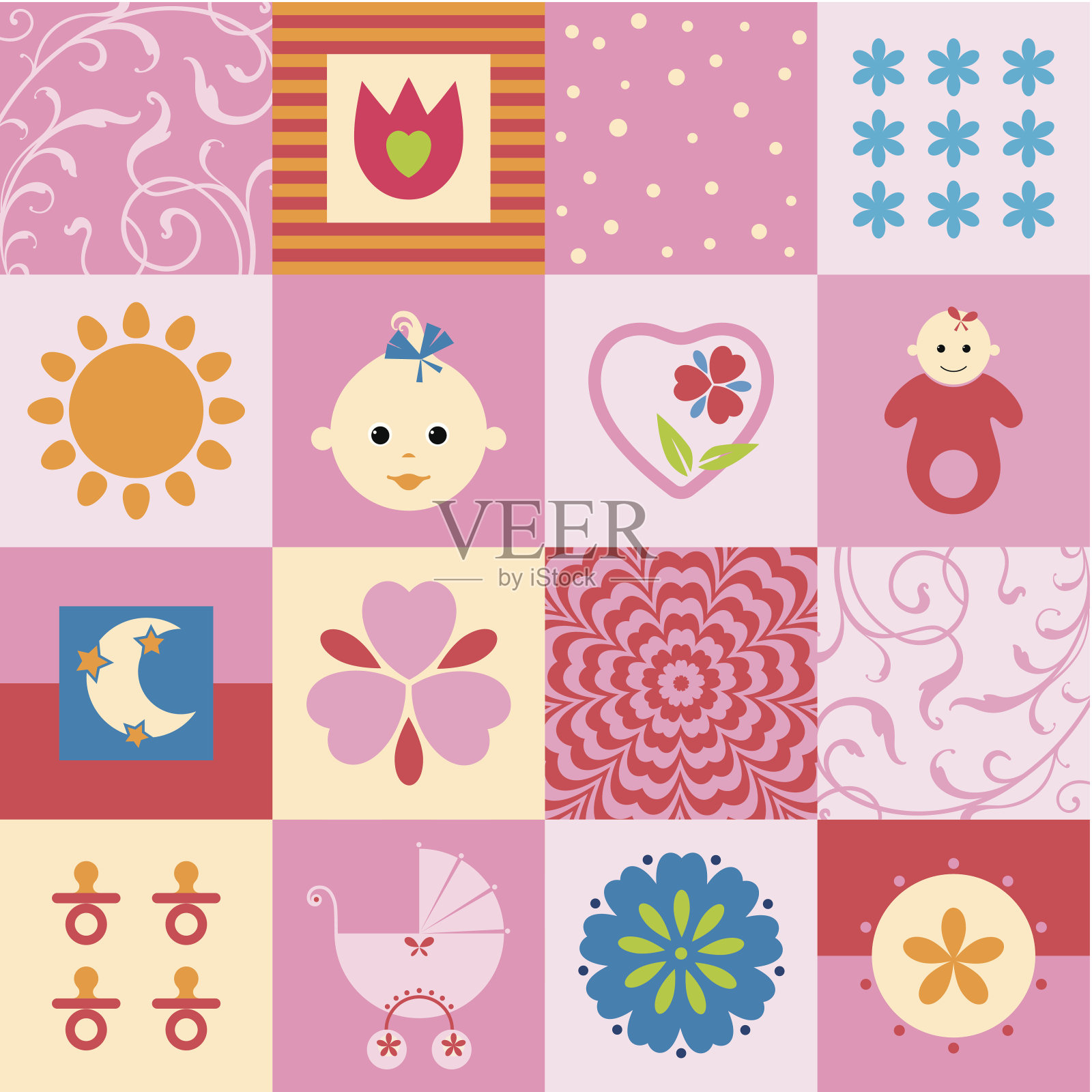 可爱的卡通狮子图案插画图片素材