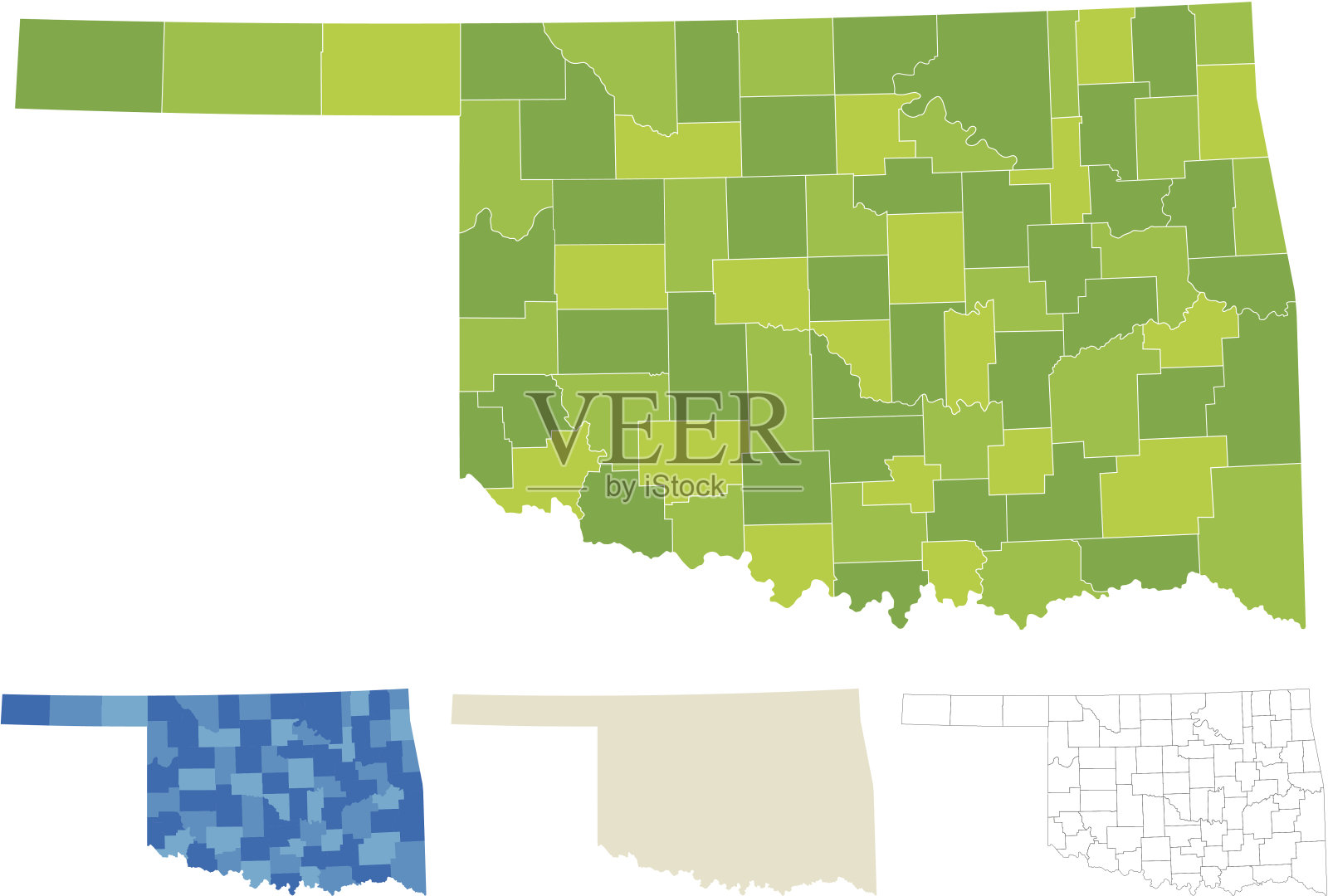 俄克拉何马州县地图插画图片素材