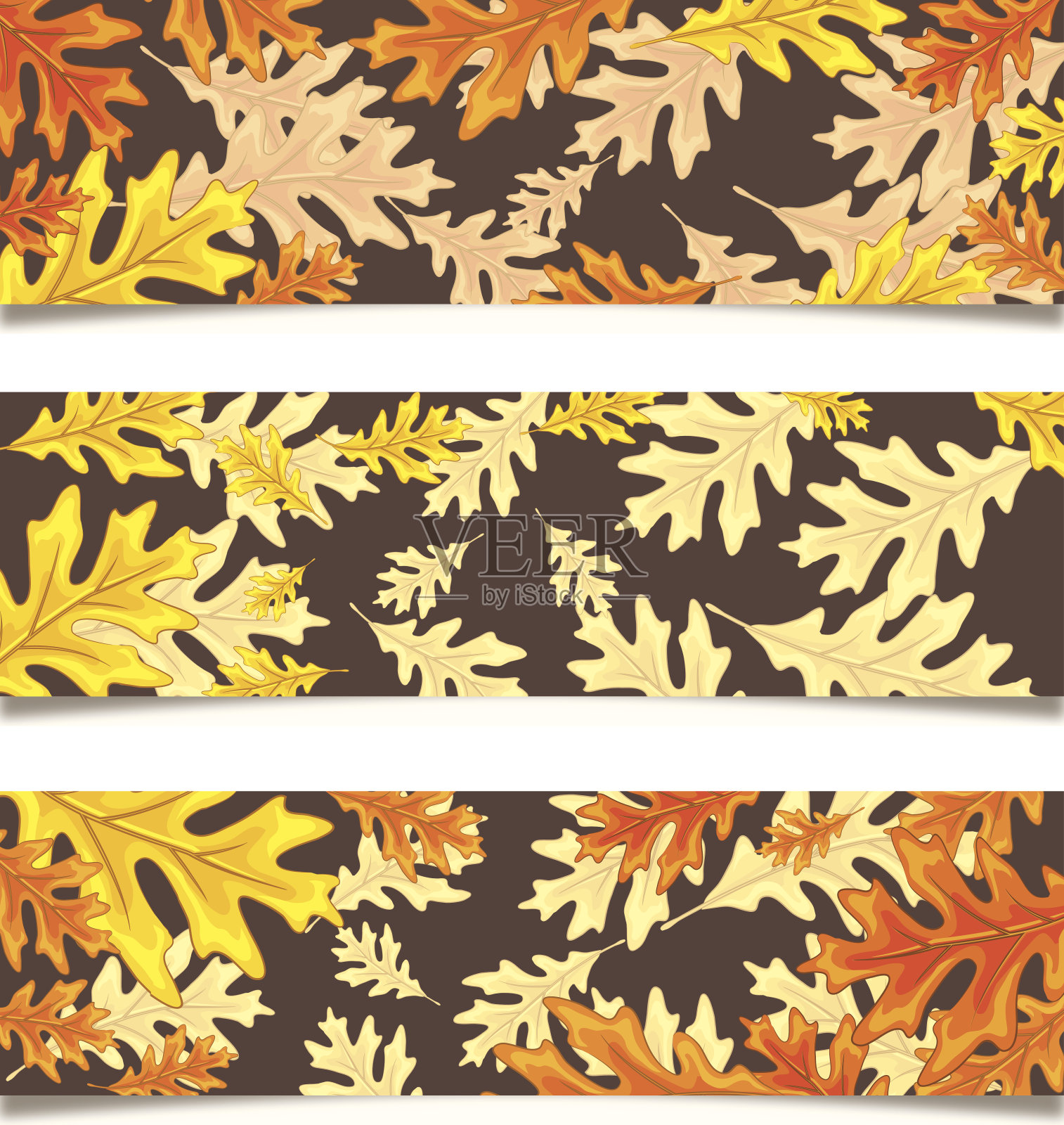秋叶横幅套装插画图片素材