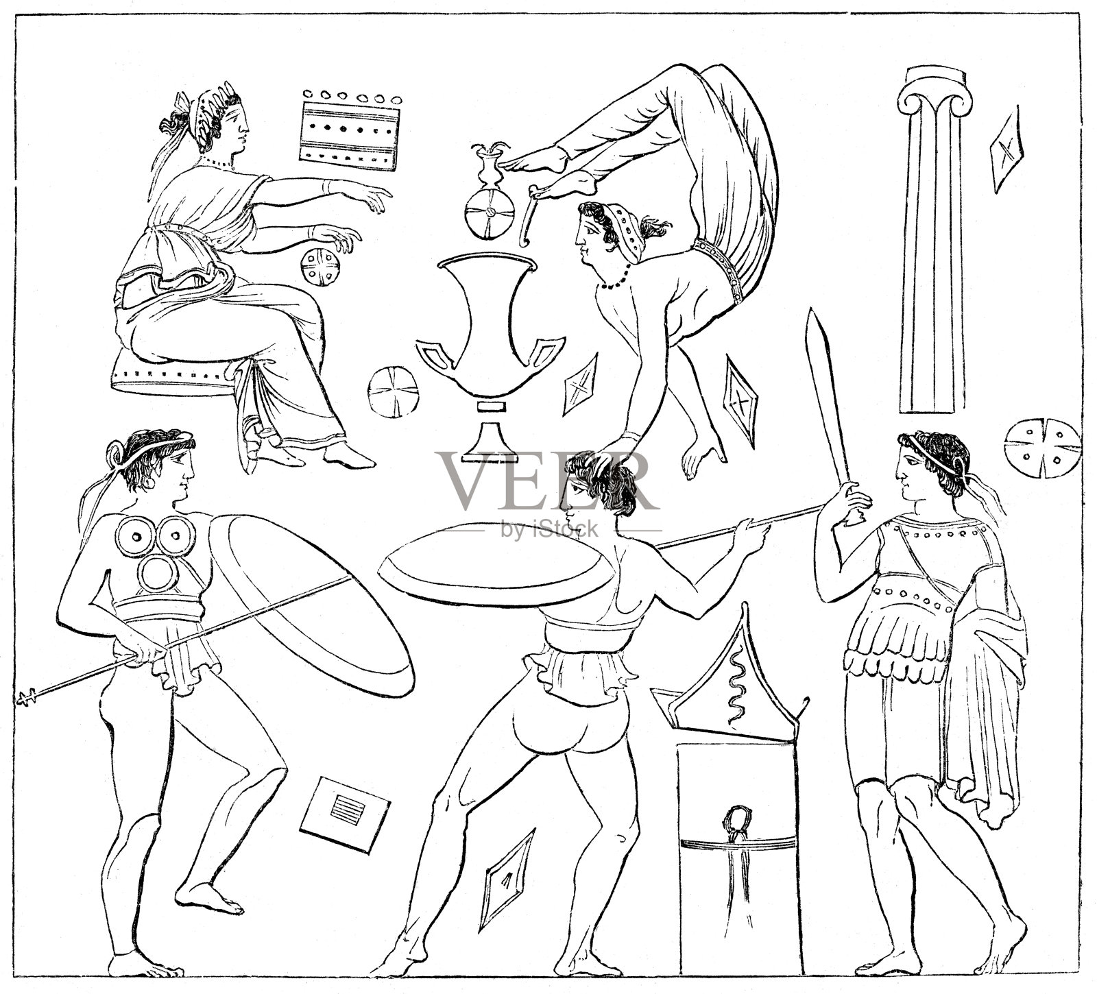 Pyrrhichios 舞蹈插画图片素材