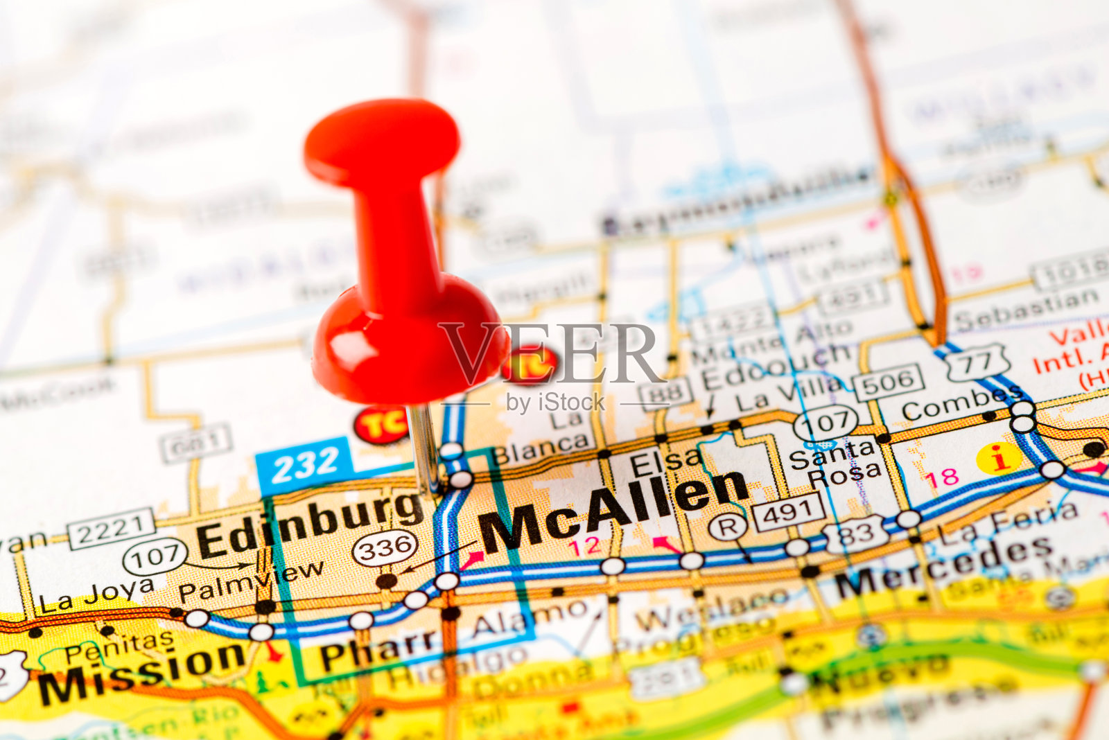 美国首都城市在地图系列:麦卡伦，德克萨斯州照片摄影图片