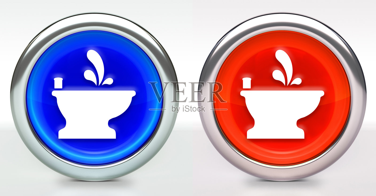 坐浴盆图标按钮与金属边缘照片摄影图片