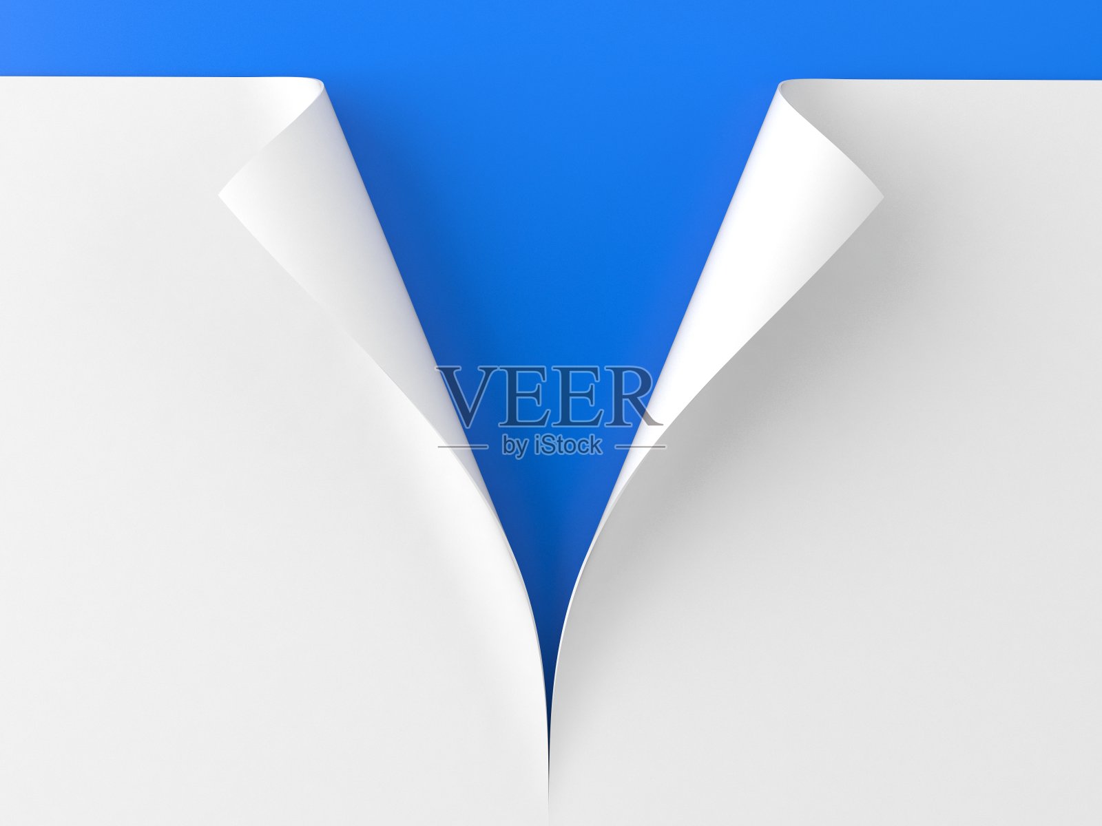 蓝色背景上的破纸照片摄影图片