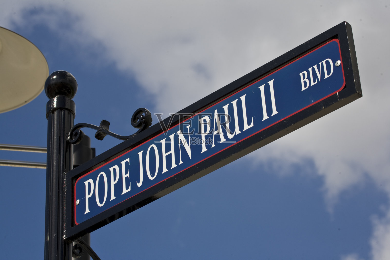 纪念教皇约翰·保罗二世的街道标志照片摄影图片
