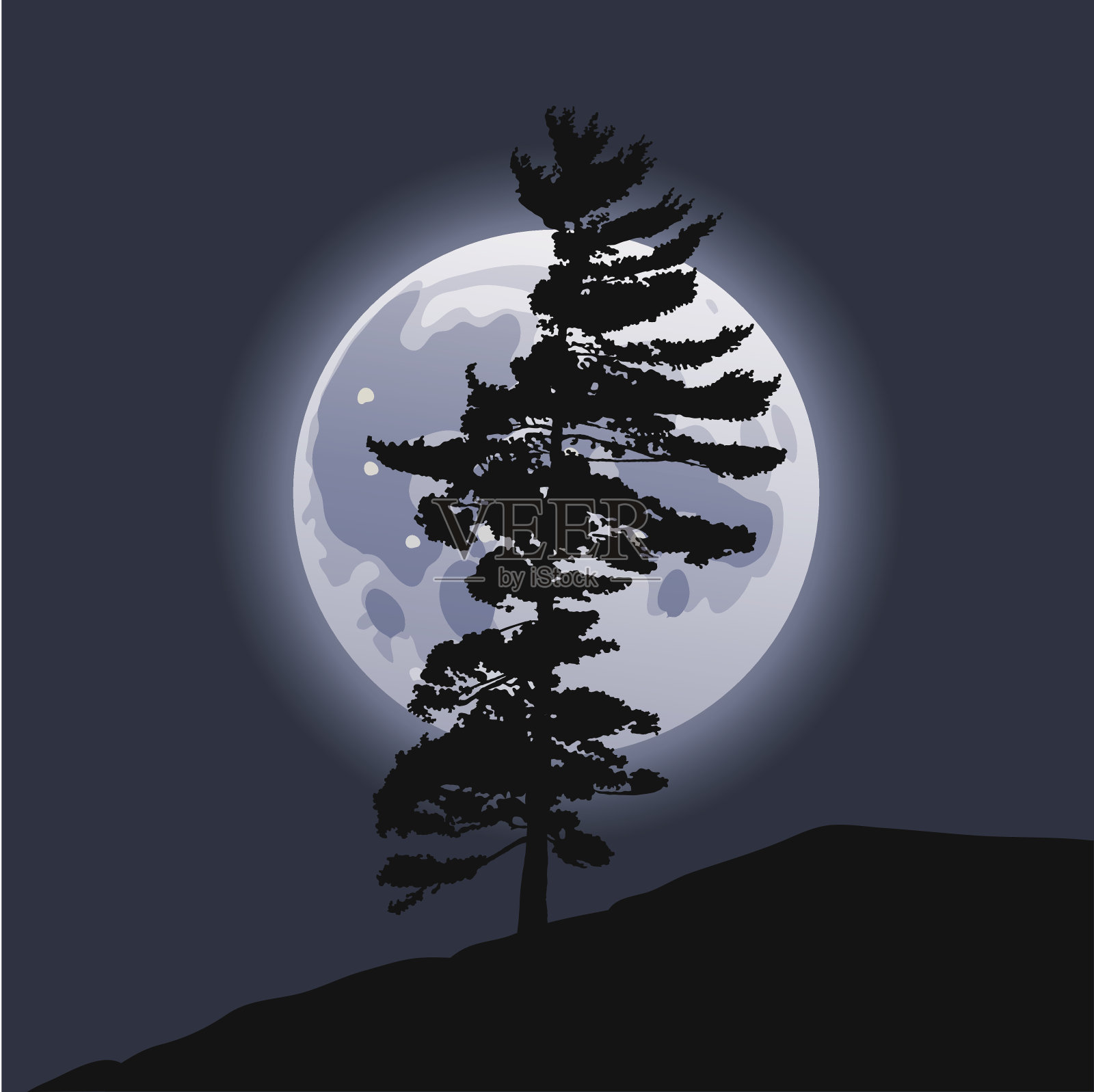 月光插画图片素材