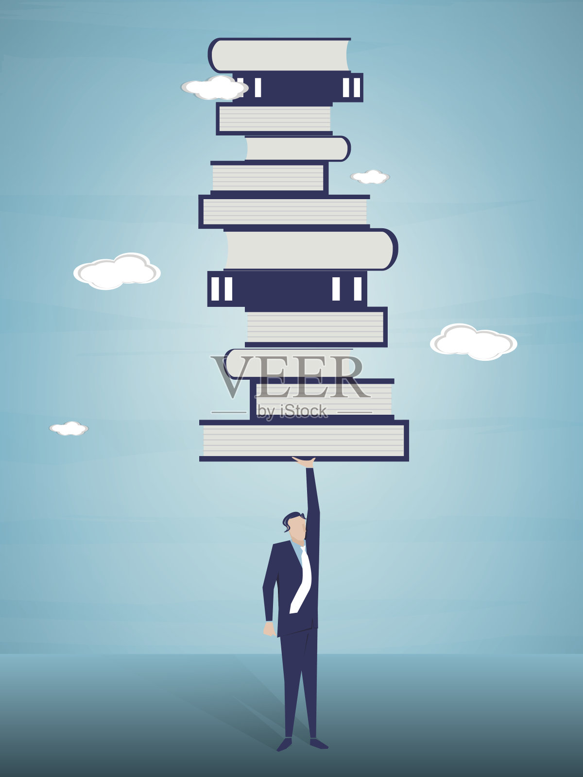 一堆书的商人插画图片素材