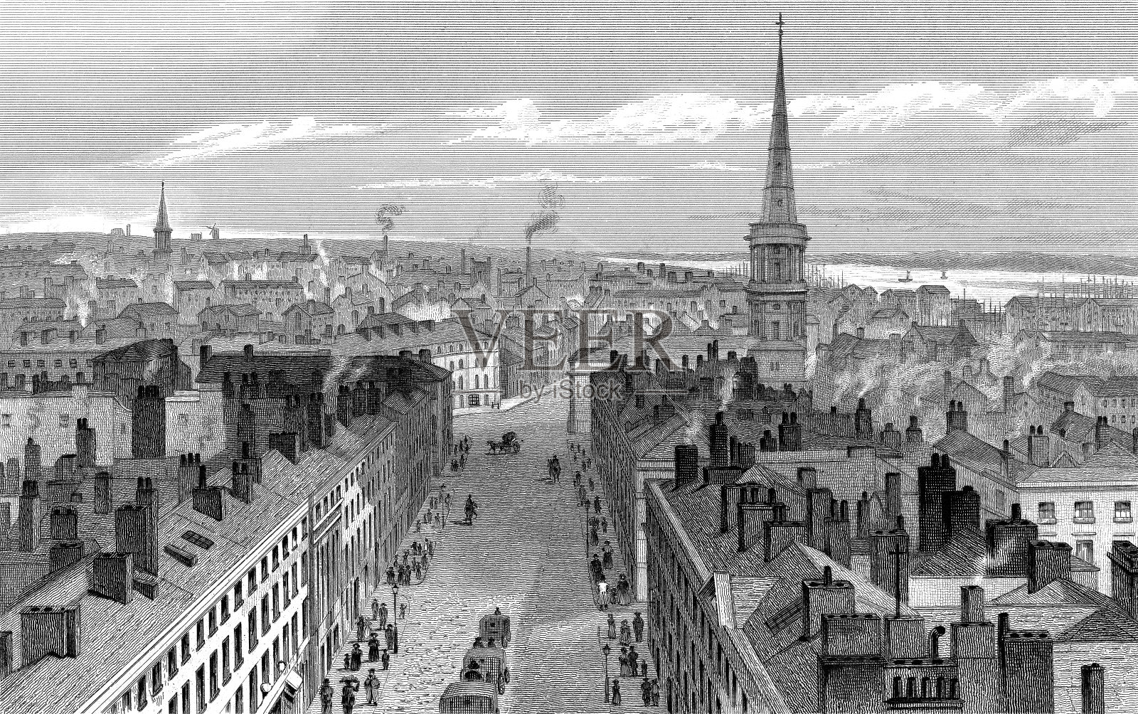 从市政厅往南看利物浦插画图片素材