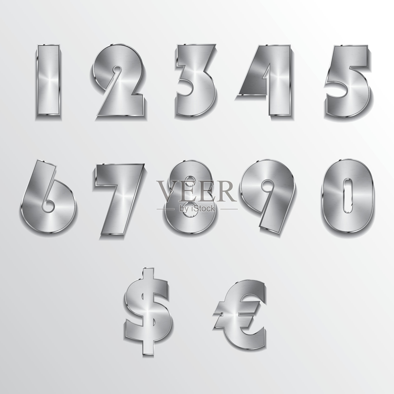 金属字母数字插画图片素材