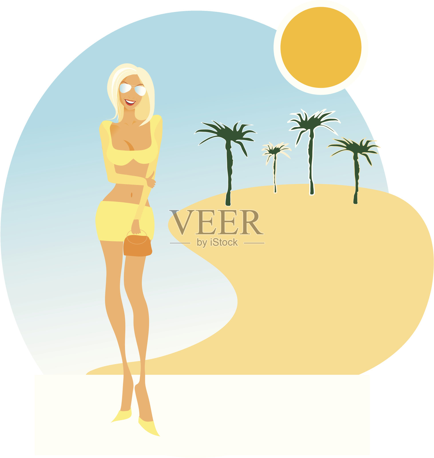 炎热的夏天小鸡插画图片素材