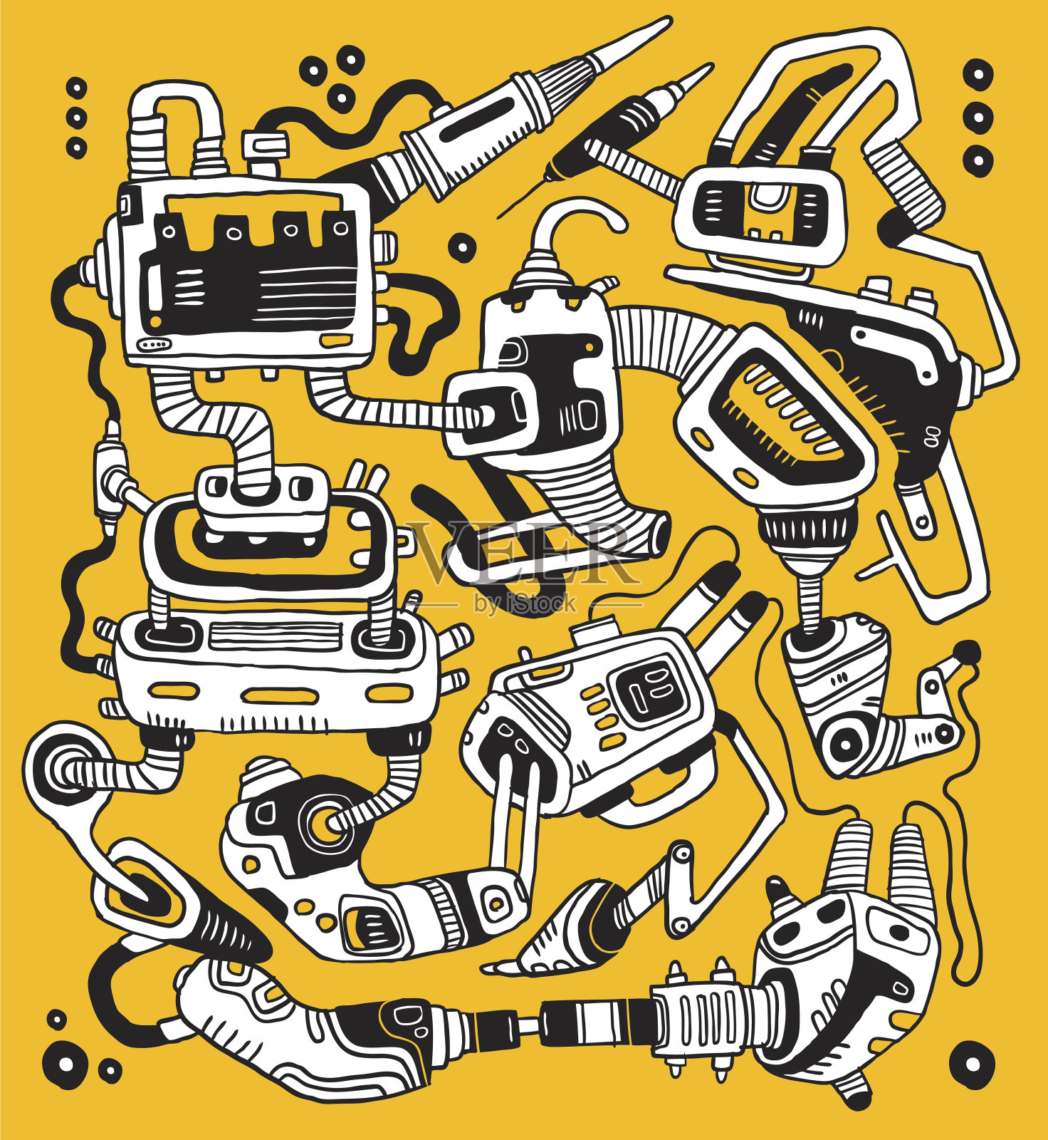 抽象的机制插画图片素材